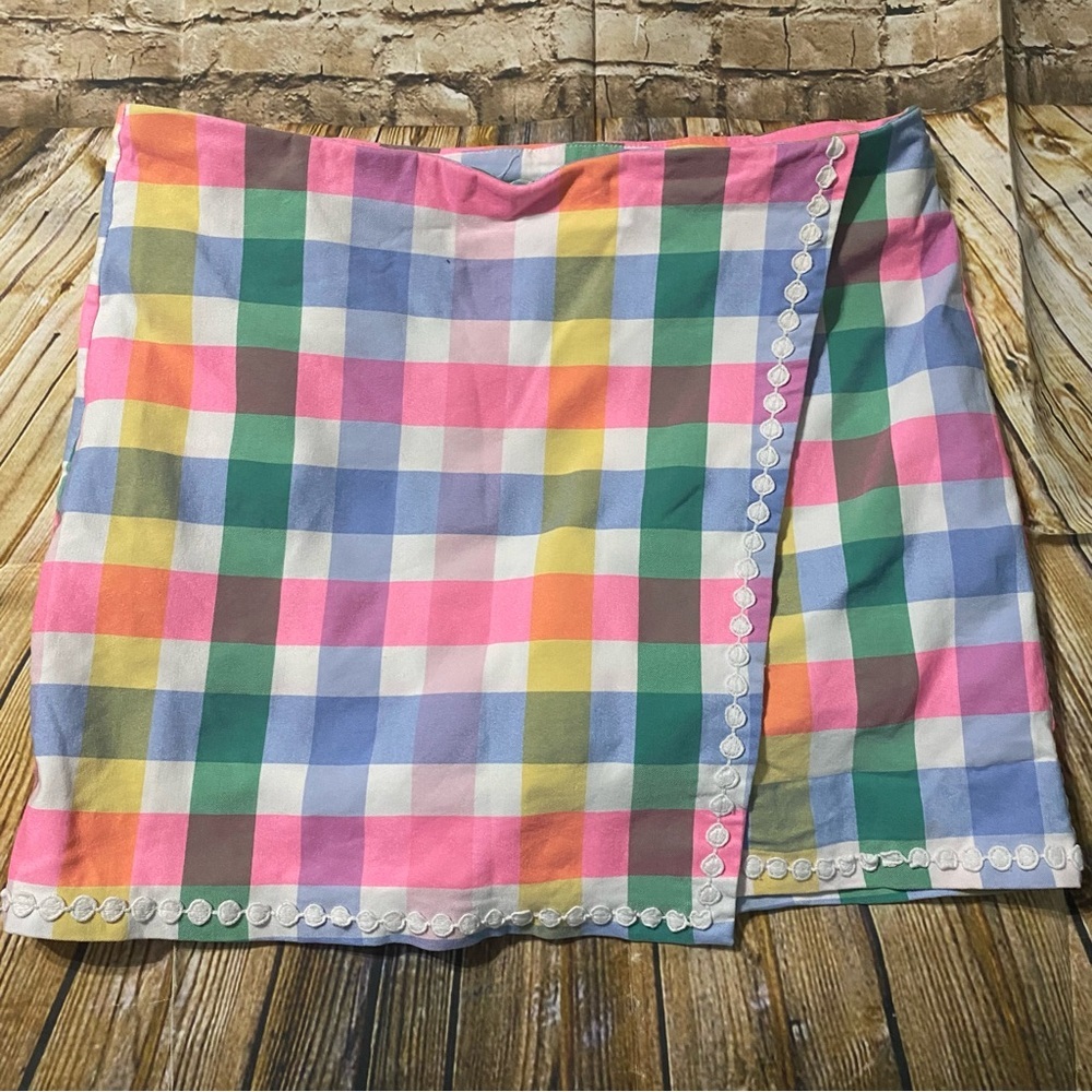 Multicolor Gingham Wrap-Style Women’s Short